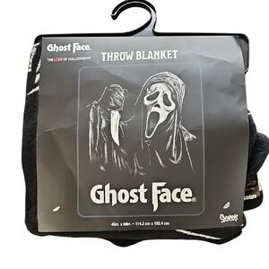 Bioworld Black and White Ghost Face Soft Throw Blanket New